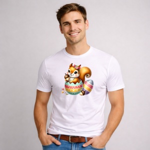 Tricou Paste Veverita Paste Ou Colorat Decorativ, din bumbac 100%, tricou alb, Copii | Dama | Barbat - Img 2