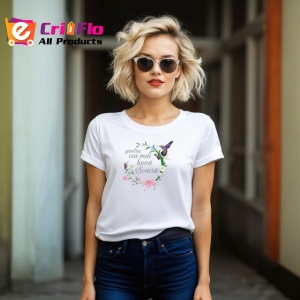 Tricou Pentru Cea Mai Buna Sora Coronita Flori Pasare, din bumbac 100% , tricou alb pentru Dama - Img 3