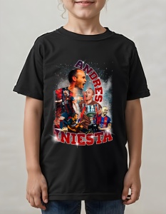 Tricou pentru copii - Andres Iniesta - Legendă a Fotbalului, Campion Mondial, Barcelona