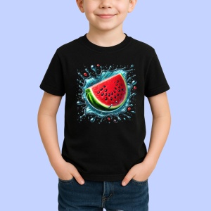 Tricou Pepene rosu si stropi de vara, Fructe, Copii | Dama, culoare negru