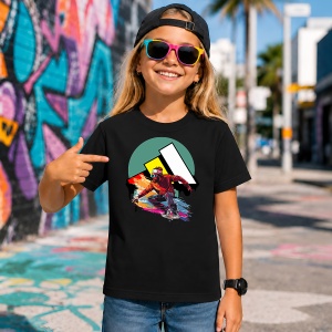 Tricou Personaj Anime Pe Skateboard Stil Streetwear Colorat, din bumbac 100%, tricou negru, Copii | Dama | Barbat - Img 7