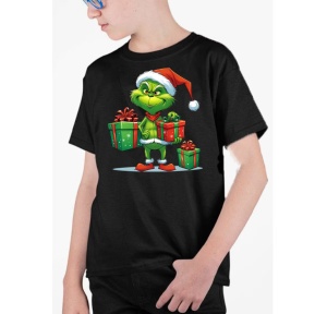 Tricou personalizat Craciun pentru copii, Spiridusul Grinch, Bumbac