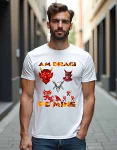 Tricou personalizat pentru barbati din bumbac 100% - Am draci pe mine v1