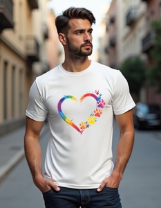 Tricou personalizat pentru barbati din bumbac 100% - Cat Heart