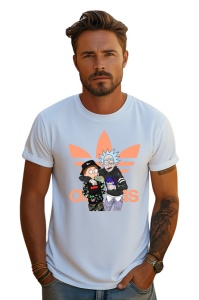 Tricou personalizat pentru barbati din bumbac 100% cu imprimeu haios Gangsta Rick & Morty, cu imprimeu pentru barbati, stil modern, confortabil, tricou personalizat