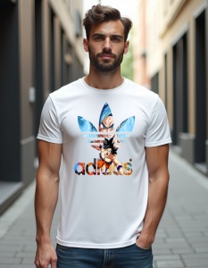 Tricou personalizat pentru barbati din bumbac 100% - Goku Battle, Dragon Ball Z, luptă, anime, energie, aura albastră