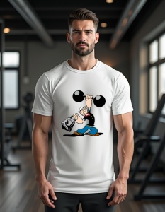 Tricou personalizat pentru barbati din bumbac 100% - "Popeye Power" - Perfect pentru fanii de culturism