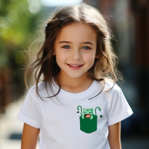 Tricou personalizat pentru copii din bumbac 100% cu imprimeu de buzunar - Bulbasaur din Pokémon - Tricou pentru antrenorii Pokémon în devenire