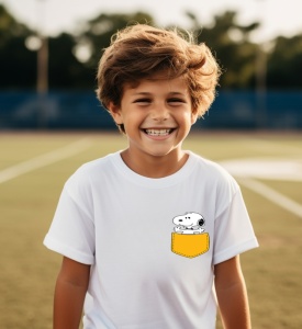 Tricou personalizat pentru copii din bumbac 100% cu Kick Buttowski în buzunar - Tricou aventură, Cadou pentru copii energici - Img 2