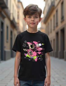 Tricou personalizat pentru copii din bumbac 100% - Glitchy Patrick, SpongeBob, desen animat, glitch, suprarealist, pop art - Img 2