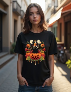 Tricou personalizat pentru dama din bumbac 100% - Halloween Candle Trick