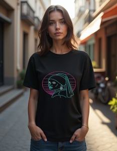 Tricou personalizat pentru dama din bumbac 100% - Neon Lady