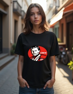 Tricou personalizat pentru dama din bumbac 100% - OWK KFC Parodie