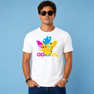 Tricou Pikachu Pokemon Vopsea Improscata Logo Roz Urban Street Art, din bumbac 100% Copii | Dama | Barbat