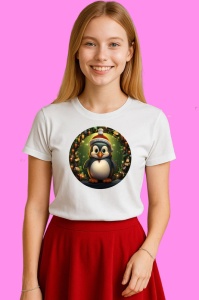 Tricou Pinguin De Craciun, din bumbac 100% Copii | Dama | Barbat