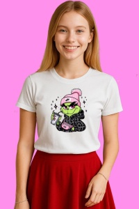 Tricou Pink Girl Grinch Coffee, din bumbac 100%, tricou alb, Copii | Dama | Barbat - Img 2