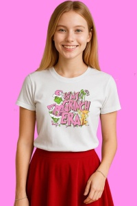 Tricou Pink Grinchmas In My Grinch Era, din bumbac 100%, tricou alb, Copii | Dama | Barbat - Img 2