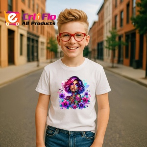 Tricou pink hair tattoo girl floral power, fata cu par roz si putere florala, Copii | Dama | Barbat - Img 7