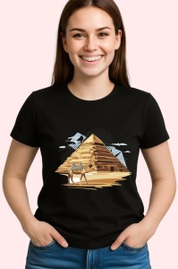 Tricou Piramida Camila Egipt Desen, Copii | Dama | Barbat, culoare negru - Img 3