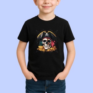 Tricou Pirat Craniu Comori Color, Copii | Dama | Barbat, culoare negru - Img 3
