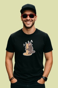 Tricou Pisica Amuzanta Agata De Lemn Meow, din bumbac 100%, tricou negru Copii | Dama | Barbat - Img 2