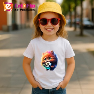 Tricou Pisica cu blana lunga tinand minge alb negru Copii | Dama | Barbat - Img 11