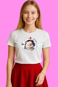 Tricou Pisica Cu Casuta Si Zapada Craciun, din bumbac 100% Copii | Dama | Barbat - Img 3