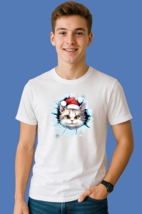 Tricou Pisica Cu Fulg De Zapada Craciun, din bumbac 100% Copii | Dama | Barbat