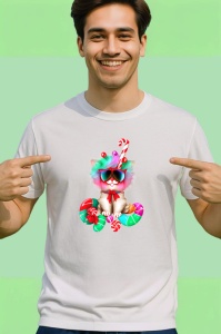 Tricou Pisica cu fundita si bombonele colorate Copii | Dama | Barbat - Img 2