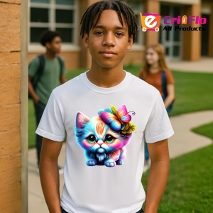 Tricou Pisica cu par buclat si flori imagine magica Copii | Dama | Barbat - Img 5