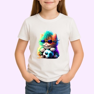 Tricou Pisica curcubeu cu minge si efecte luminoase Copii | Dama | Barbat