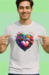 Tricou Pisica in flori cu ochelari fundal alb vesel Copii | Dama | Barbat - Img 2