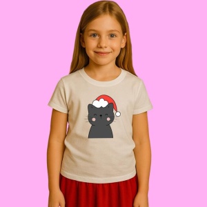 Tricou Pisica Langa Brad De Craciun, din bumbac 100%, tricou alb, Copii | Dama | Barbat - Img 2