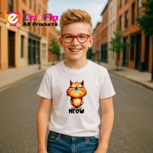 Tricou pisica portocalie meow poster simpatic pentru iubitori de pisici, Copii | Dama | Barbat - Img 7