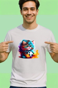 Tricou Pisica pufoasa roz albastra cu efecte de vopsea Copii | Dama | Barbat - Img 2