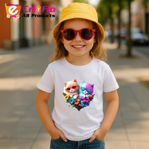 Tricou Pisici indragostite cu ochelari si inima roz violet Copii | Dama | Barbat - Img 11