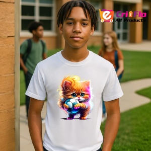 Tricou Pisicuta cu ochelari si minge colorata stil graffiti Copii | Dama | Barbat - Img 5