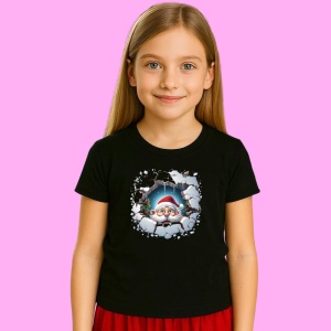 Tricou Pitic Craciun Cu Fundal Gri Si Zapada, din bumbac 100% Copii | Dama | Barbat