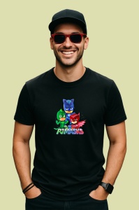 Tricou pj masks supereroi copii care lupta cu raufacatorii pe timp de noapte, Copii | Dama | Barbat , tricou negru - Img 2