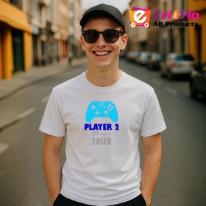 Tricou Player 2 Always Loser Controller Albastru Jocuri, din bumbac 100% , tricou alb pentru Copii | Dama | Barbat - Img 10