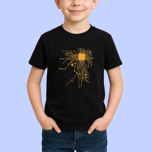 Tricou Pocesor integrat Automat Negru, Copii | Dama | Barbat