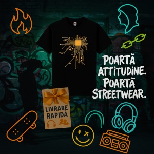 Tricou Pocesor integrat Automat Negru, Copii | Dama | Barbat - Img 4