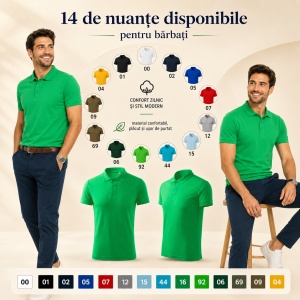 Tricou Polo Bărbat Malfini F03 Pique Polo Free, Stil Tip Tommy, 65% Bumbac, 200 g/m², Guler Polo, Label Free, 14 Culori, Mărimi S–3XL - Img 10