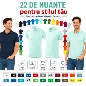 Tricou Polo Bărbat Malfini Single J. 202, 100% Bumbac, 180 g/m², Guler Polo 1:1, Finisaj cu Silicon, 22 Culori, Mărimi S–3XL - Img 8