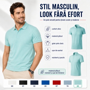 Tricou Polo Bărbați Joy, 65% Bumbac, 35% Poliester, 170 g/m², Guler Polo cu 3 Nasturi, Mărimi S–3XL, 7 Culori - Img 5