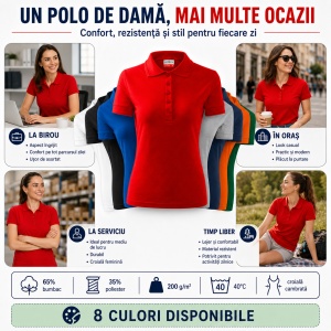 Tricou polo cambrat Femei | 8 culori disponibile - R23 - Img 7