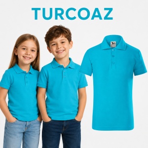 Tricou Polo Copii pentru Uniformă Școlară, Fete și Băieți, cu Guler - Img 21