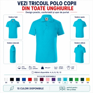 Tricou Polo Copii Tip Tommy, cu Guler, pentru Școală, Fete și Băieți, 4–12 Ani - Img 6