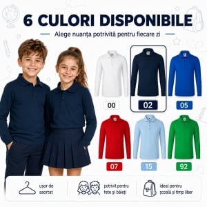 Tricou Polo cu Mâneci Lungi pentru Băieți Bluza Polo Copii