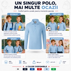 Tricou Polo cu Mâneci Lungi pentru Fete Bluza Polo Copii - Img 7